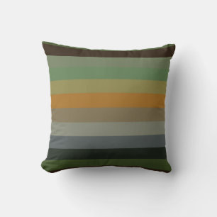 Cozy Woodland Earth Tone Stripe Pattern Cushion