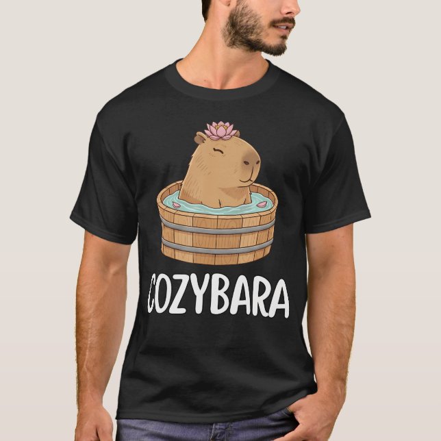 Cozybara Cute Capybara Relaxing T-Shirt (Front)