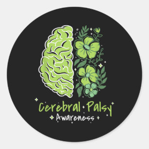 Cp Brain Damage Cute Flowers Cerebral Palsy Awaren Classic Round Sticker