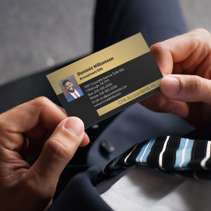 CPA Accountant Professional Black Gold Busine Business Card