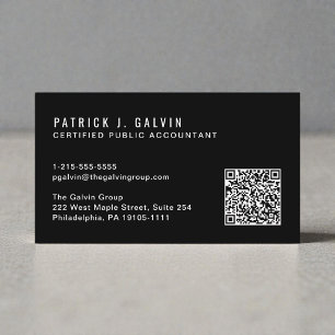 CPA Accountant QR Code Black Business Card