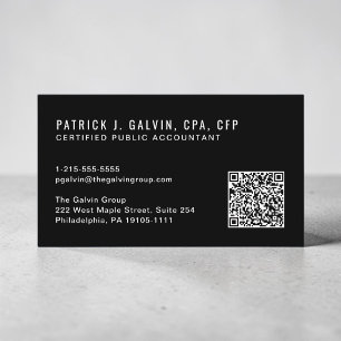 CPA Accountant QR Code Black Business Card