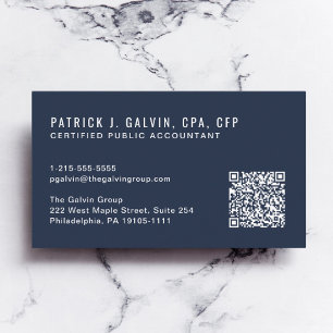 CPA Accountant QR Code Blue Business Card