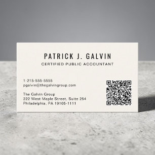 CPA Accountant QR Code Cream Business Card