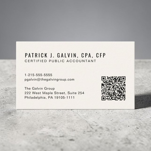 CPA Accountant QR Code Cream Business Card (CPA Accountant QR Code Cream Business Card)