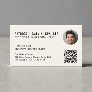 CPA Accountant QR Code Photo Business Card