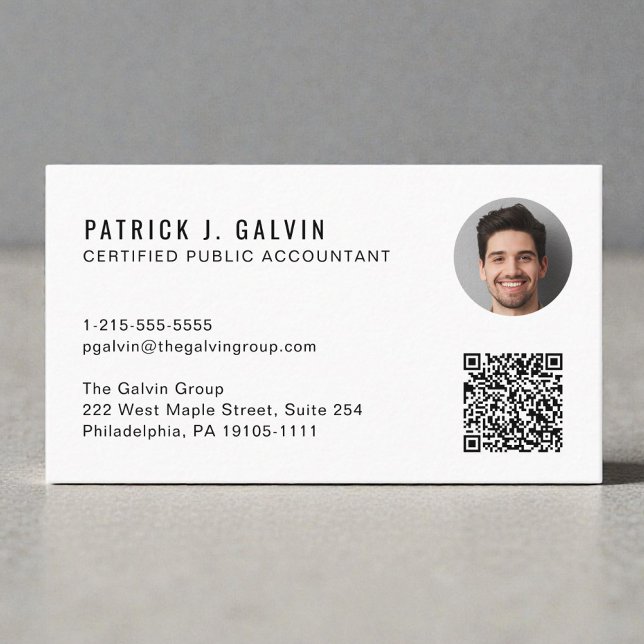 CPA Accountant QR Code Photo Business Card (CPA Accountant QR Code Photo Cream Business Card)