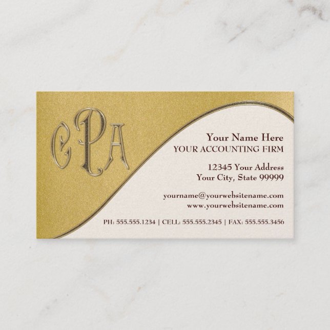 CPA Certified Public Accountant Business Taxes Card (Front)