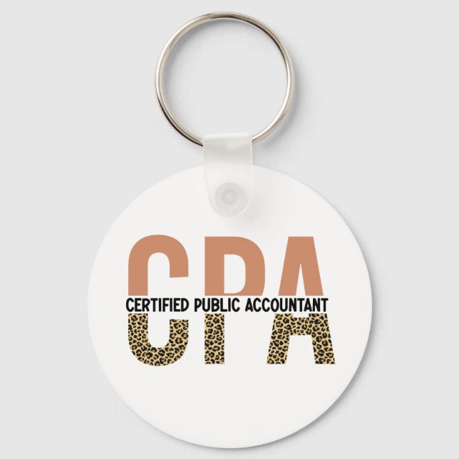 CPA Certified Public Accountant Leopard Print Key Ring (Front)