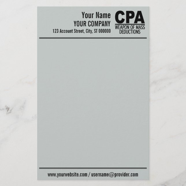 CPA custom stationary Stationery (Front)