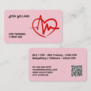 CPR Instructor Custom QR Business Card
