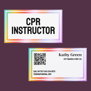 CPR Instructor Custom Vcard QR Business Card