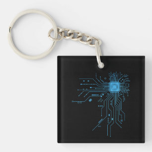 CPU Chip Circuit PCB Design Tech Lovers Computer  Key Ring