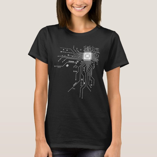 CPU Chip Circuit PCB Design Tech Lovers Computer  T-Shirt (Front)