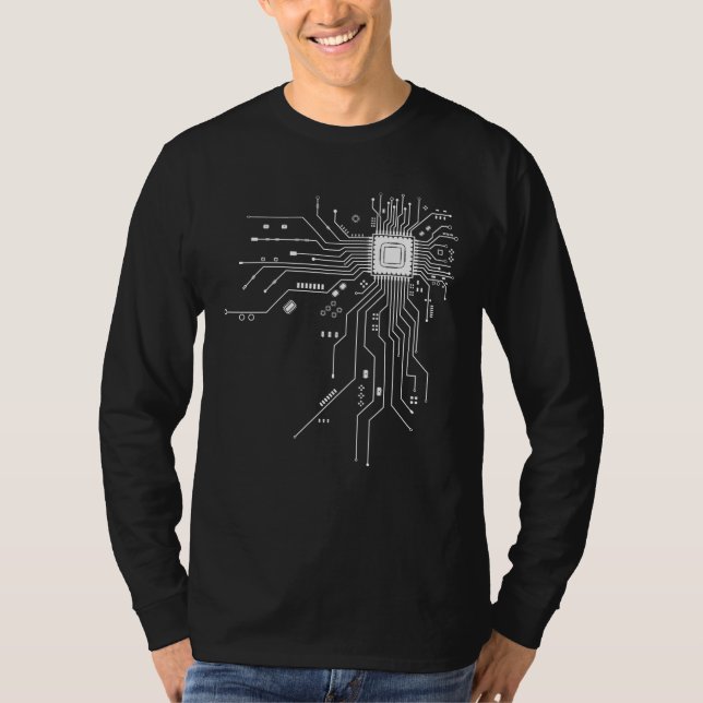 CPU Chip Circuit PCB Design Tech Lovers Computer  T-Shirt (Front)
