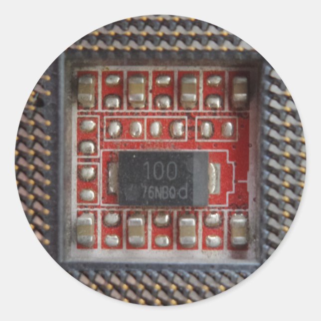 Cpu Circuit Round Sticker (Front)