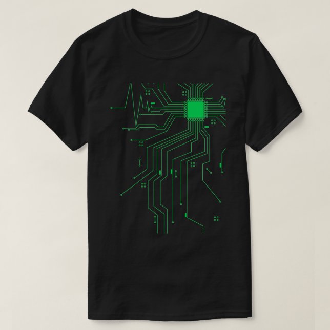 CPU Core Heartbeat Developer Hacker Coding  T-Shirt (Design Front)