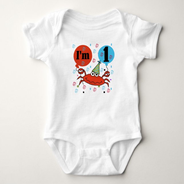 Crab 1st Birthday Baby Bodysuit (Front)
