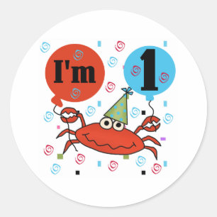 Crab 1st Birthday Classic Round Sticker