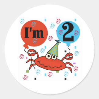 Crab 2nd Birthday Classic Round Sticker