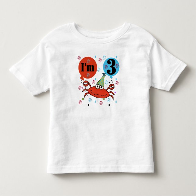 Crab 3rd Birthday Toddler T-Shirt (Front)