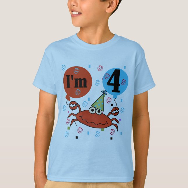 Crab 4th Birthday Tshirts and Gifts (Front)