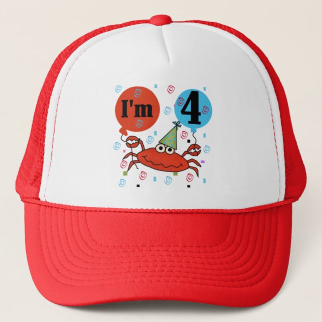 Crab 4th Birthday Tshirts and Gifts Trucker Hat (Front)