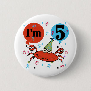 Crab 5th Birthday Tshirts and Gifts 6 Cm Round Badge