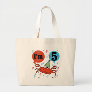 Crab 5th Birthday Tshirts and Gifts Large Tote Bag