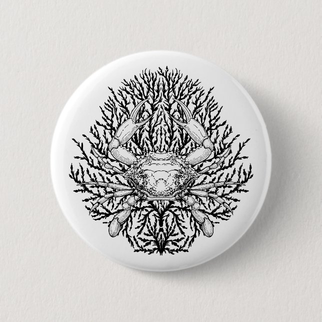 Crab 6 Cm Round Badge (Front)