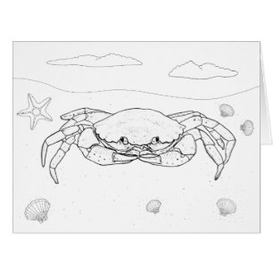 Crab Adult Colouring Big Card