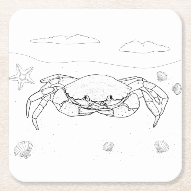 Crab Adult Colouring Paper Coaster (Front)