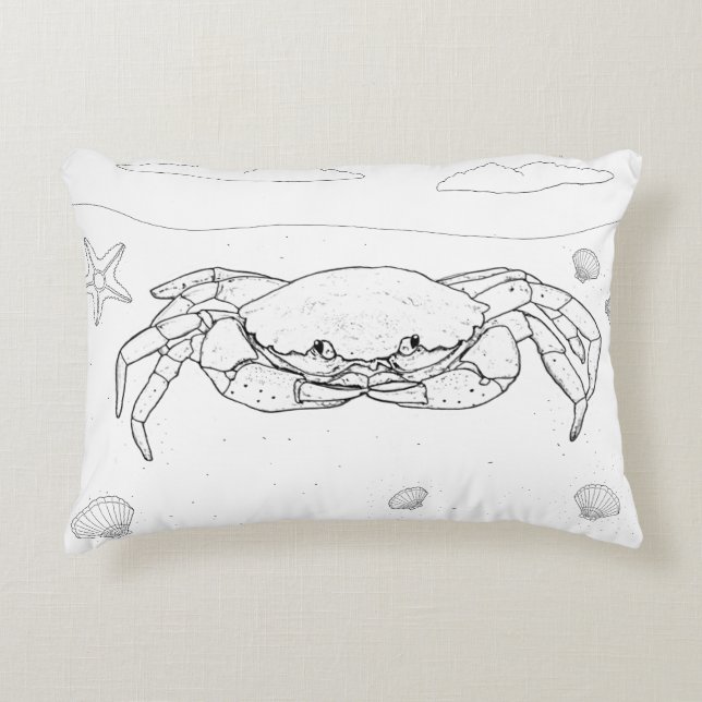 Crab Adult Colouring Pillow (Front)