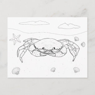 Crab Adult Colouring Postcard