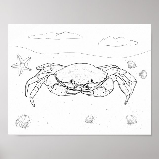 Crab Adult Colouring Poster (Front)
