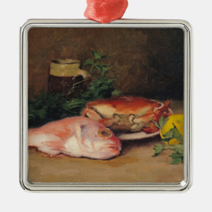 Crab and Red Mullet Metal Tree Decoration
