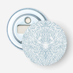Crab and sea weed, coastal summer in white and lig bottle opener