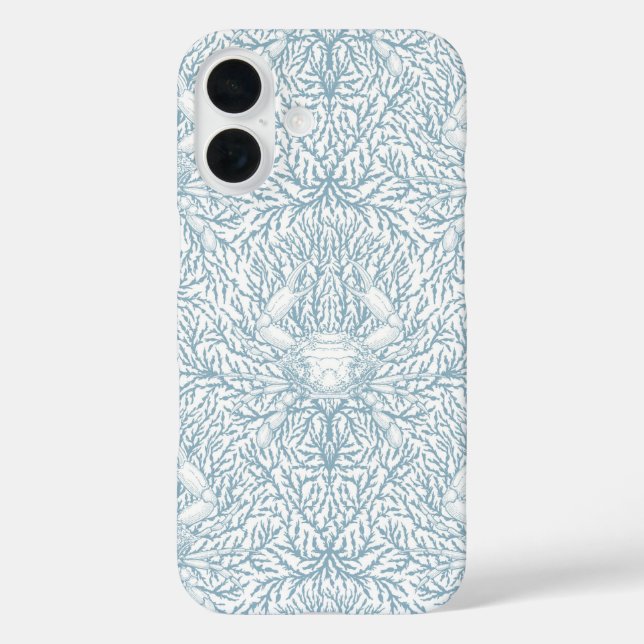 Crab and sea weed, coastal summer in white and lig Case-Mate iPhone case (Back)