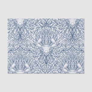 Crab and sea weed in white and navy tissue paper