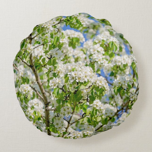 Crab apple blossom round cushion (Back)
