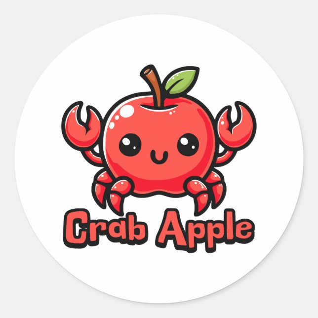 Crab Apple Cute Crab Apple Pun Classic Round Sticker (Front)