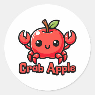 Crab Apple Cute Crab Apple Pun Classic Round Sticker