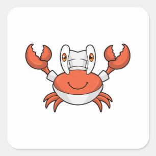 Crab as Cook with Cooking hat Square Sticker