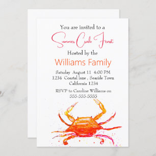 Crab Beach Coastal Nautical Seafood Boil Invitation