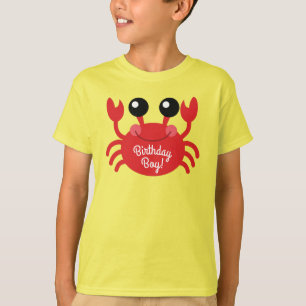 Crab Birthday Boy Cute Cartoon Kids T-Shirt