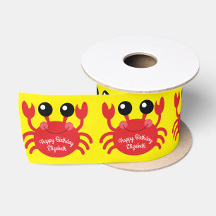 Crab Birthday Party Beach Satin Ribbon