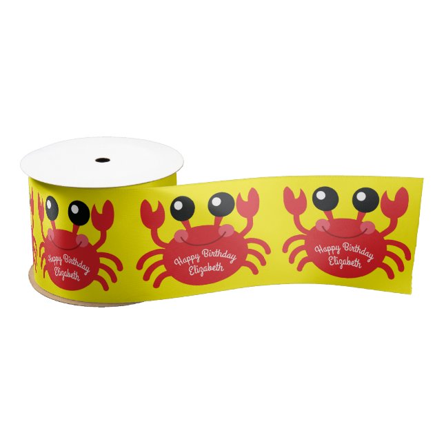 Crab Birthday Party Beach Satin Ribbon (Spool)