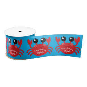 Crab Birthday Party Beach Satin Ribbon