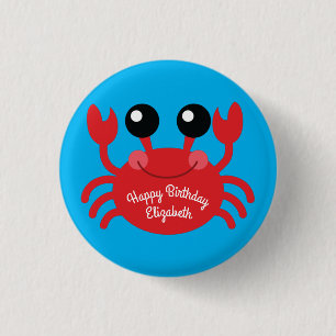 Crab Birthday Party Cute Cartoon Kids 3 Cm Round Badge