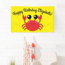 Crab Birthday Party Cute Cartoon Kids